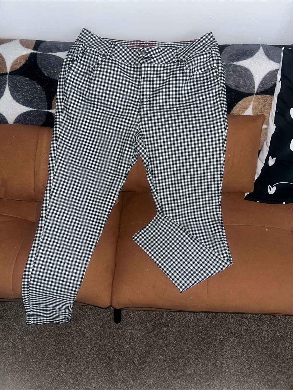 Women’s Sabrina Lauren Black & White Gingham Slim Pants